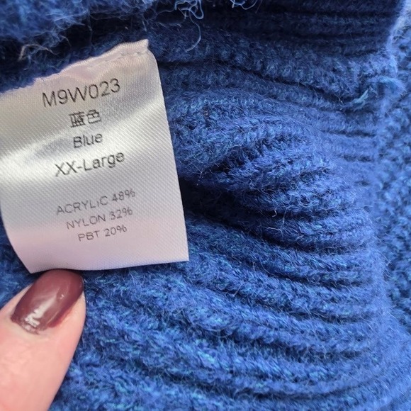 Royal Blue Cable Knit Turtleneck Sweater XX Large NEW - Picture 4 of 5